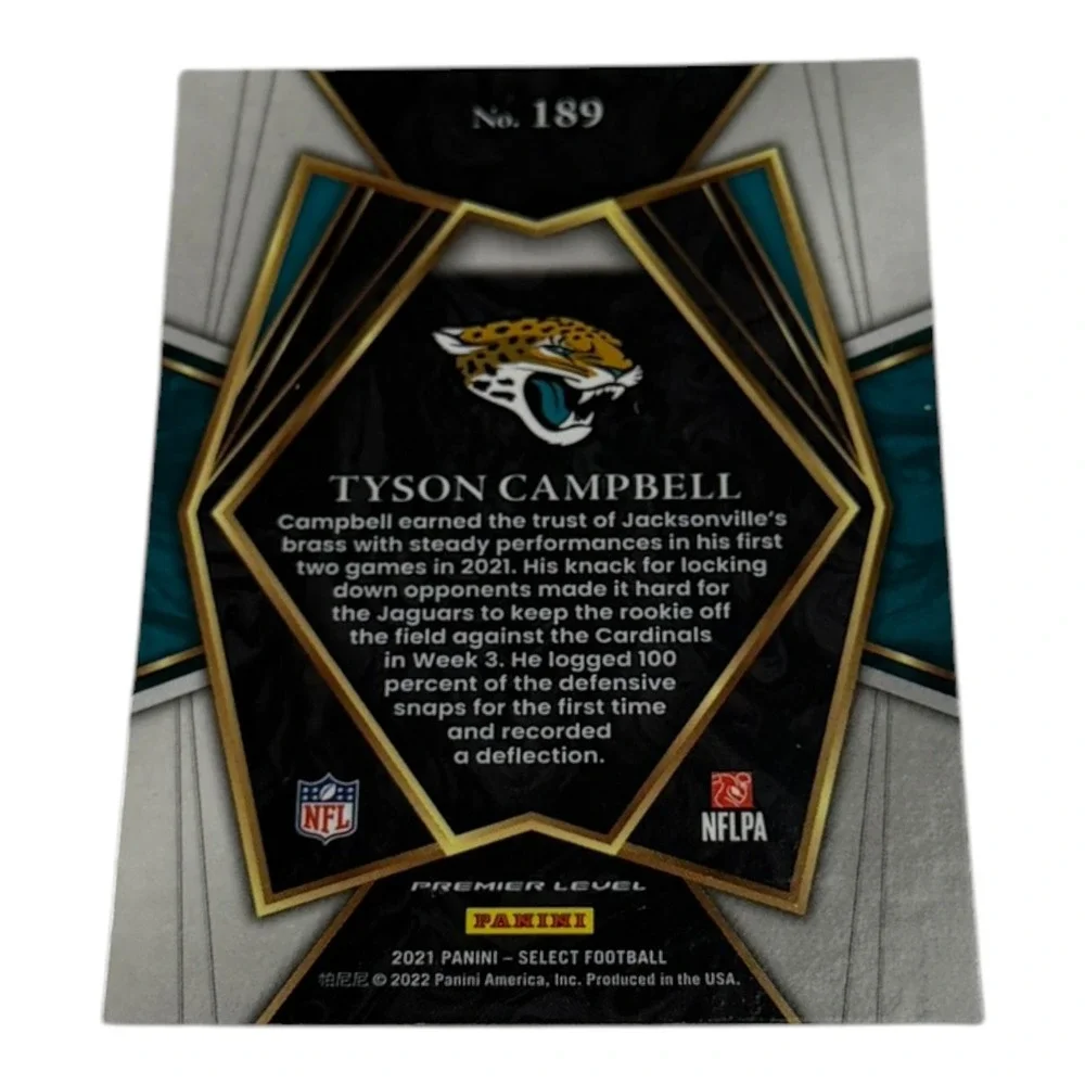 2021 Panini Select Tyson‎ Campbell Rookie Card 189 Premier Level Jaguars RC